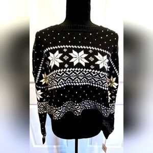 SINCERELY JULES NWT Junior Girl's Cropped Oversized Sweater Snowflakes sz XL